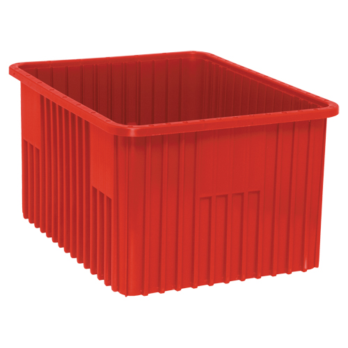 Contenants Divider Box, Plastique, 22,5" la x 17,5" p x 12" h, Rouge Absolute Business Supply