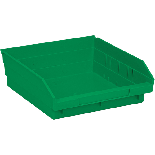 Shelf Bins, 11-1/8" W x 4" H x 11-5/8" D, Green, 30 lbs. Capacity Absolute Business Supply