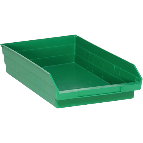 Shelf Bins, 11-1/8" W x 4" H x 17-7/8" D, Green, 40 lbs. Capacity Absolute Business Supply