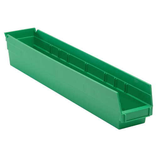 Bac pour &eacute;tag&egrave;re &eacute;conomique, 4-1/8" la, 4" h x 23-5/8" p, Vert Absolute Business Supply