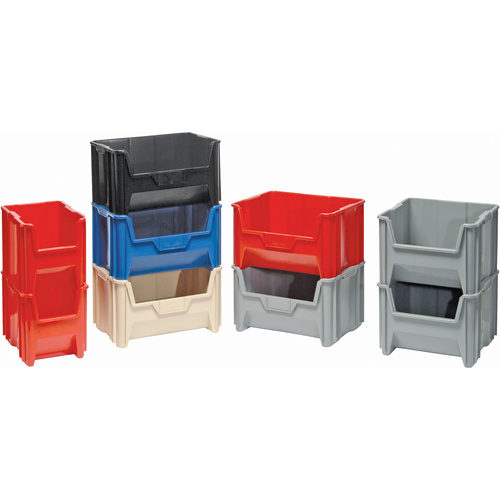 Giant Stacking Containers, 10.875" W x 17.5" D x 12.5" H, Grey Absolute Business Supply