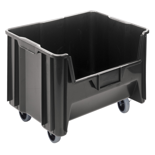 Bac g&eacute;ant mobile empilable, 12-7/16" ha x 19-7/8" la x 15-1/4" p, Capacit&eacute; de 250 lb, Noir Absolute Business Supply