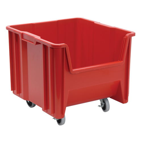 Bac g&eacute;ant mobile empilable, 12-1/2" ha x 16-1/2" la x 17-1/2" p, Capacit&eacute; de 250 lb, Rouge Absolute Business Supply