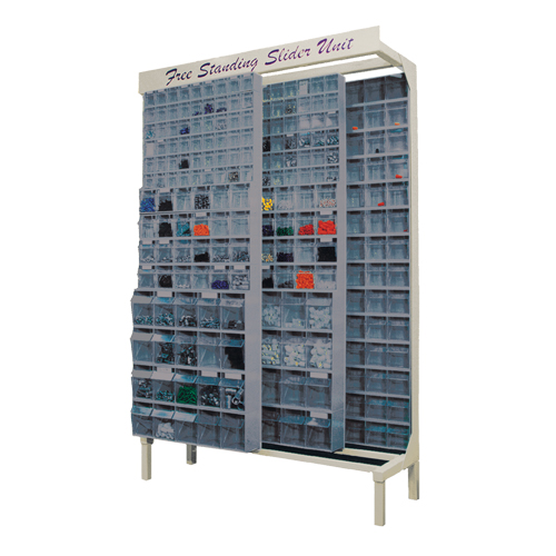 Syst&egrave;me de stockage &agrave; glissi&egrave;re &agrave; bacs basculants autonome, 48" la x 18" p x 77" h, 336 tiroirs Absolute Business Supply