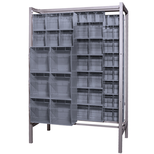 Syst&egrave;me de stockage &agrave; glissi&egrave;re &agrave; bacs basculants autonome, 51-1/4" la x 26" p x 77" h, 101 tiroirs Absolute Business Supply