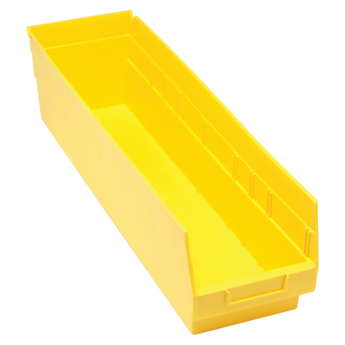 Store More Plastic Shelf Bins, 6-5/8" W x 6" H x 23-5/8" D, Yellow, 90 lbs. Capacity Absolute Business Supply