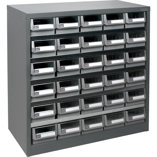 Casier robuste pour pi&egrave;ces KPC-HD, Acier galvanis&eacute;, 30 tiroirs, 34-3/5" x 15-7/10" x 34-3/5", Gris Absolute Business Supply