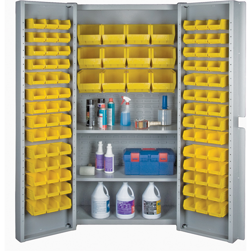 Deep Door Combination Bin Cabinets, 38" W x 24" D x 72" H, Grey Absolute Business Supply