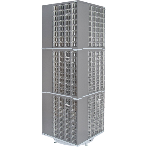Heavy-Duty Industrial Carousel Drawer Cabinet, Steel, 384 Drawers, 27" W x 27" D x 80" H, Grey Absolute Business Supply