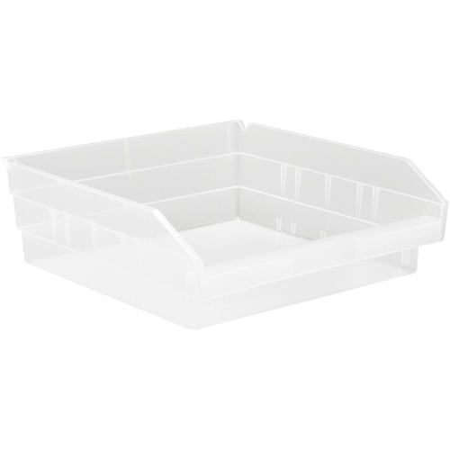 Shelf Bins, 11-1/8" W x 4" H x 11-5/8" D, Clear, 30 lbs. Capacity Absolute Business Supply