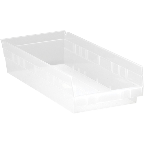 Bacs de rangement pour tablettes, 8-3/8" la x 4" H x 17-7/8" p, Transparent, Capacit&eacute; 40 lb Absolute Business Supply