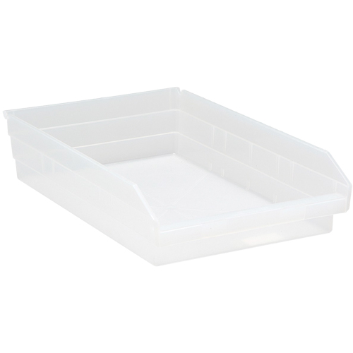 Shelf Bins, 11-1/8" W x 4" H x 17-7/8" D, Clear, 40 lbs. Capacity Absolute Business Supply