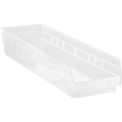 Bacs de rangement pour tablettes, 6-5/8" la x 4" H x 23-5/8" p, Transparent, Capacit&eacute; 50 lb Absolute Business Supply