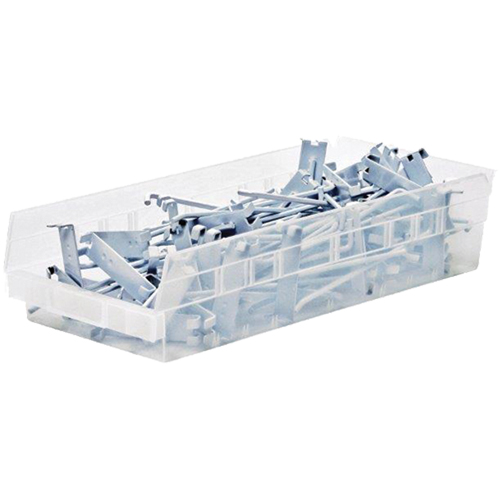 Bacs de rangement pour tablettes, 6-5/8" la x 4" H x 23-5/8" p, Transparent, Capacit&eacute; 50 lb Absolute Business Supply