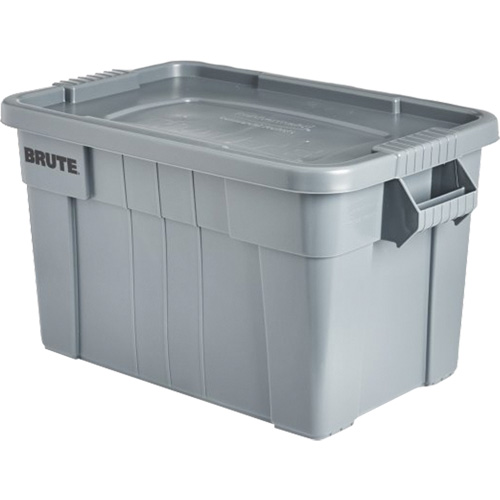 Bac de stockage Brute avec couvercle, 27,88” p x 17,38” la x 15,13” h, Capacit&eacute; 160 lb, Gris Absolute Business Supply