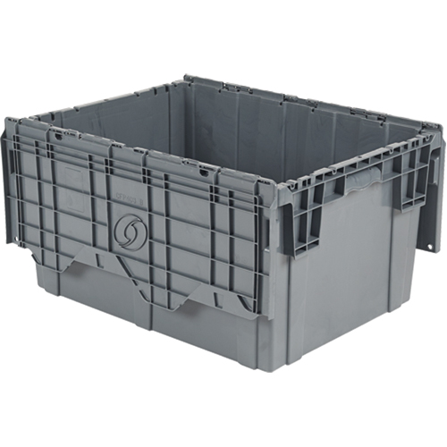 Flipak&reg; Polyethylene Plastic (PE) Distribution Containers, 39" x 14" x 13", Grey Absolute Business Supply
