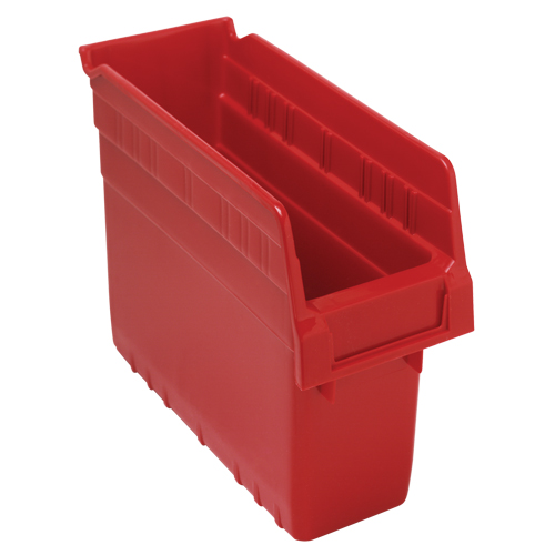 Store-Max Shelf Bins, 4-3/8" W x 8" H x 11-5/8" D, Red, 44 lbs. Capacity Absolute Business Supply