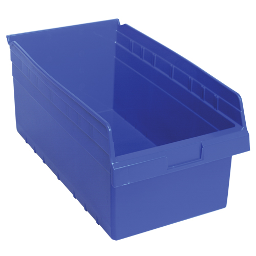 Store-Max Shelf Bins, 11-1/8" W x 8" H x 17-7/8" D, Blue, 56 lbs. Capacity Absolute Business Supply