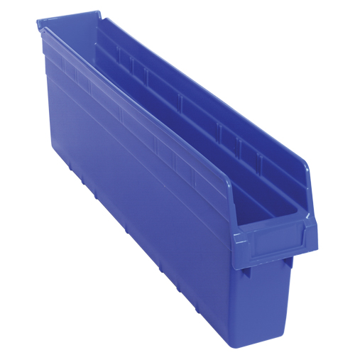 Store-Max Shelf Bins, 4-3/8" W x 8" H x 23-5/8" D, Blue, 68 lbs. Capacity Absolute Business Supply