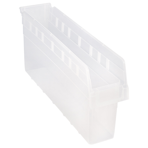Store-Max Shelf Bins, 4-3/8" W x 8" H x 23-5/8" D, Clear, 68 lbs. Capacity Absolute Business Supply