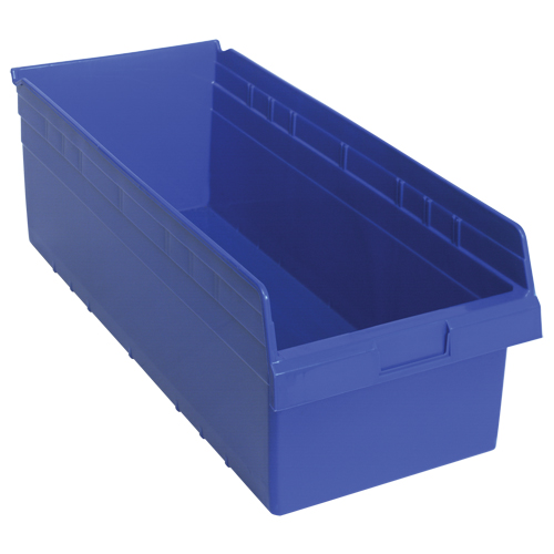 Store-Max Shelf Bins, 11-1/8" W x 8" H x 23-5/8" D, Blue, 68 lbs. Capacity Absolute Business Supply