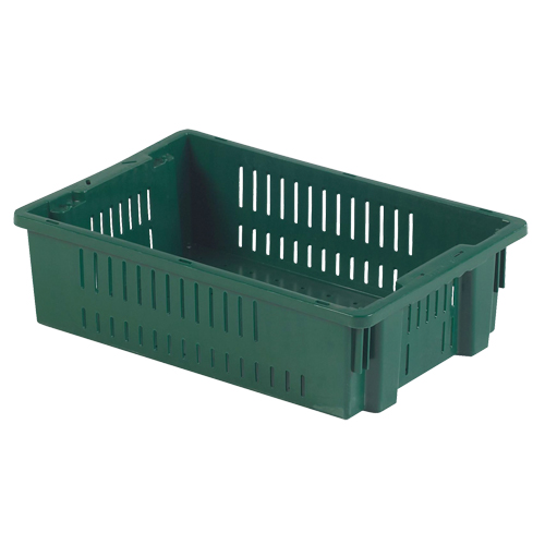 Contenant en plastique empilable Stack-N-Nest pour l'agriculture, 13,1" x 19,7" x 5,6", Vert Absolute Business Supply
