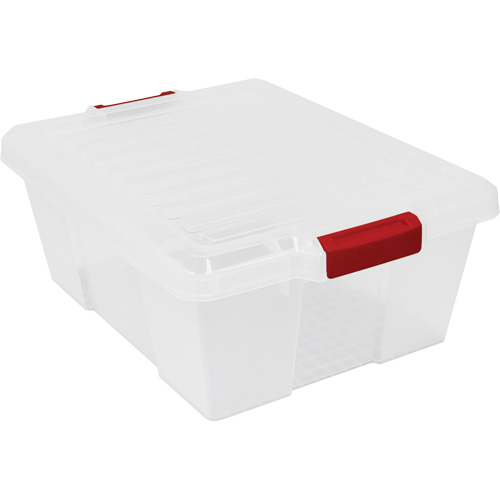 Plastic Latch Container, 15.875" W x 21" D x 7.75" H, Black Absolute Business Supply