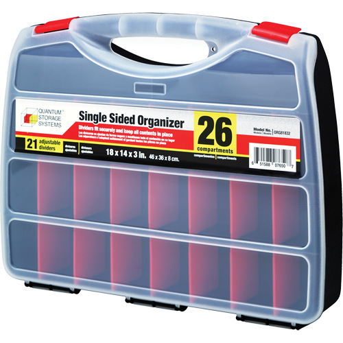 Plastic Compartment Box, 14" W x 18" D x 3" H, 26 Compartments Absolute Business Supply