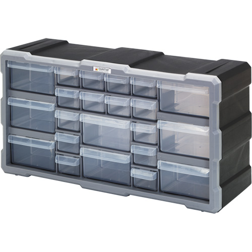 Drawer Cabinet, Plastic, 22 Drawers, 19-1/2" x 6-1/4" x 10", Black Absolute Business Supply
