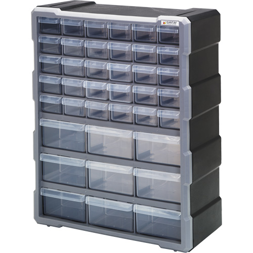Drawer Cabinet, Plastic, 39 Drawers, 15" x 6-1/4" x 18-3/4", Black Absolute Business Supply