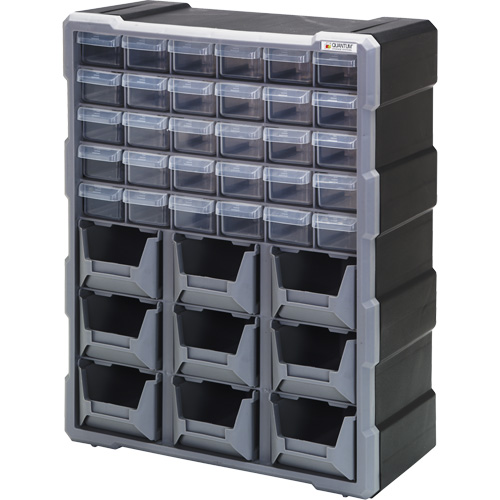 Drawer Cabinet, Plastic, 39 Drawers, 15" x 6-1/4" x 18-3/4", Black Absolute Business Supply