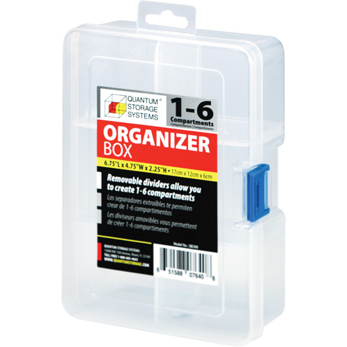 Plastic Compartment Box, 4.75" W x 6.75" D x 2.25" H, 6 Compartments Absolute Business Supply