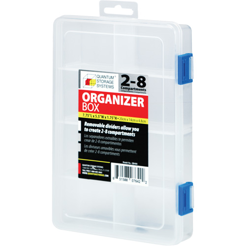 Boîte &agrave; compartiments en plastique, 5,5" la x 7,75" p x 1,75" h, 8 compartiments Absolute Business Supply