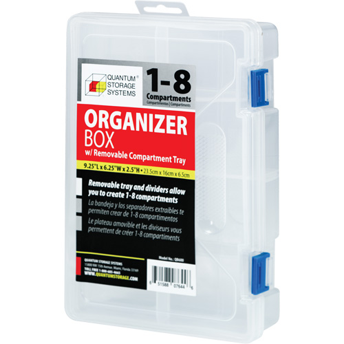 Boîte &agrave; compartiments en plastique, 6,25" la x 9,25" p x 2,2" h, 8 compartiments Absolute Business Supply