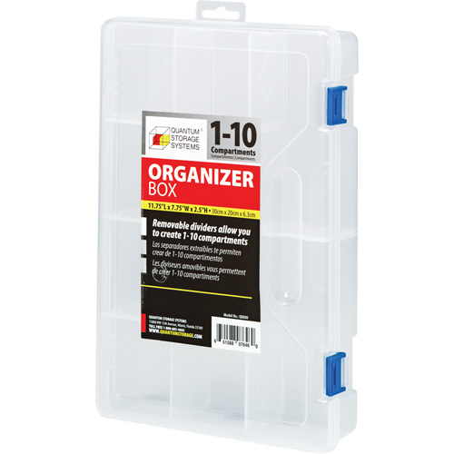 Plastic Compartment Box, 7.75" W x 11.75" D x 2.2" H, 10 Compartments Absolute Business Supply