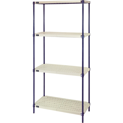 &eacute;tag&egrave;re en fils m&eacute;talliques avec tablettes en plastique, Cadre en fils m&eacute;talliques avec tablettes en plastique, Sans boulons, Capacit&eacute; 600 lb, 30" la x 72" h x 18" p Absolute Business Supply