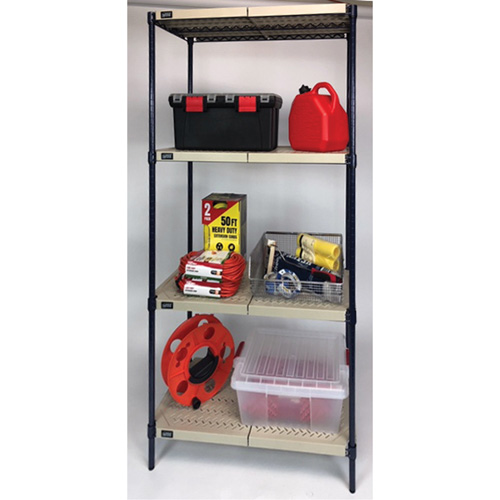 &eacute;tag&egrave;re en fils m&eacute;talliques avec tablettes en plastique, Cadre en fils m&eacute;talliques avec tablettes en plastique, Sans boulons, Capacit&eacute; 600 lb, 30" la x 72" h x 18" p Absolute Business Supply