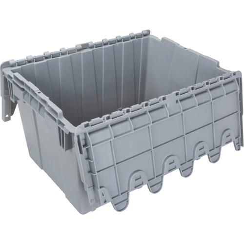 Flip Top Plastic Distribution Container, 21.65" x 15.5" x 12.5", Grey Absolute Business Supply
