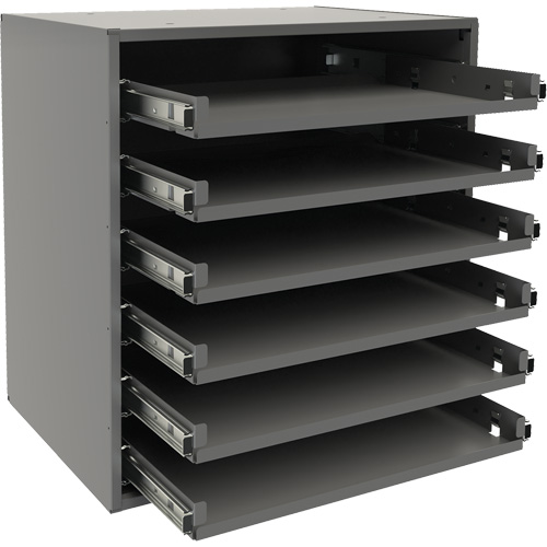 Small Bearing Slide Rack, Steel, 6 Slots, 15-9/16" W x 11-7/8" D x 16-3/8" H, Grey Absolute Business Supply