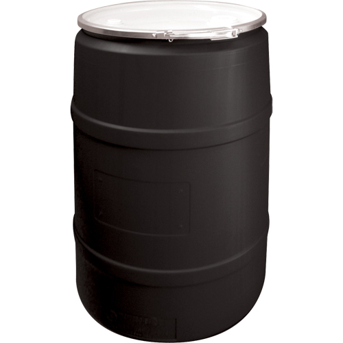 Polyethylene Drums, 55 US gal (45 imp. gal.), Open Top, Black Absolute Business Supply