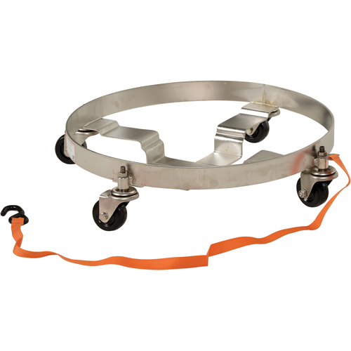 Multi-Tier Drum Dollies, Stainless Steel, 900 lbs. Capacity, 23-1/2" Diameter, Rubber Casters Absolute Business Supply
