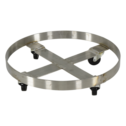 Drum Dollies, Stainless Steel, 800 lbs. Capacity, 23-1/4" Diameter, Rubber Casters Absolute Business Supply