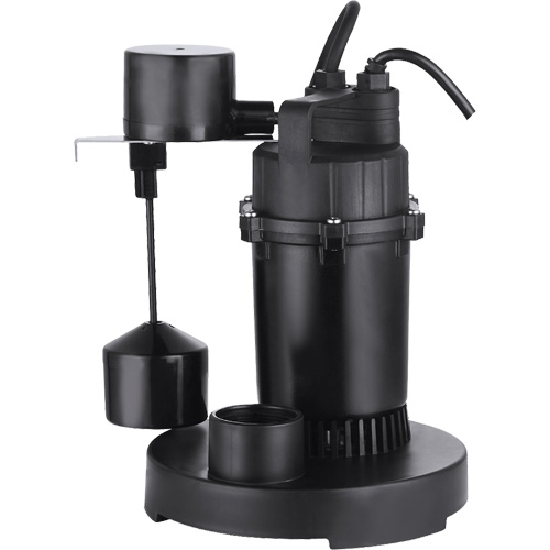 Thermoplastic Submersible Sump Pump, 2560 GPH, 115 V, 4.6 A, 1/3 HP Absolute Business Supply