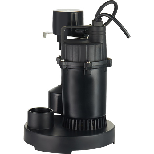 Thermoplastic Submersible Sump Pump, 2560 GPH, 115 V, 4.6 A, 1/3 HP Absolute Business Supply