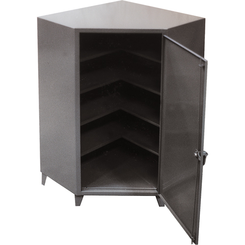 Corner Cabinets, Steel, 4 Shelves, 72" H x 48" W x 24" D, Grey Absolute Business Supply