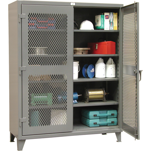 Heavy-Duty Ventilated Storage Cabinets, 4 Shelves, 72" H x 60" W x 24" D, Steel, Grey Absolute Business Supply