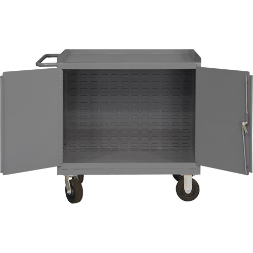 Armoire d'&eacute;tabli mobile avec panneau arri&egrave;re &agrave; persiennes, Acier Surface Absolute Business Supply
