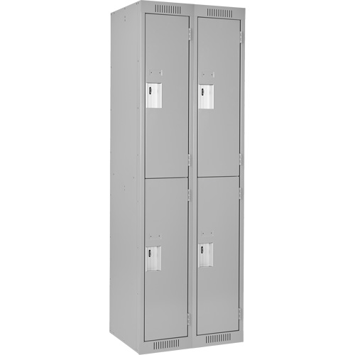 Clean Line Lockers, 2 -tier, Bank of 2, 24" x 18" x 72", Steel, Grey, Rivet (Assembled) Absolute Business Supply