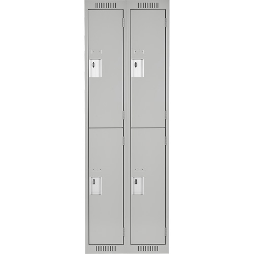Clean Line Lockers, 2 -tier, Bank of 2, 24" x 18" x 72", Steel, Grey, Rivet (Assembled) Absolute Business Supply