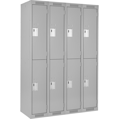 Clean Line Lockers, 2 -tier, Bank of 4, 48" x 18" x 72", Steel, Grey, Rivet (Assembled) Absolute Business Supply